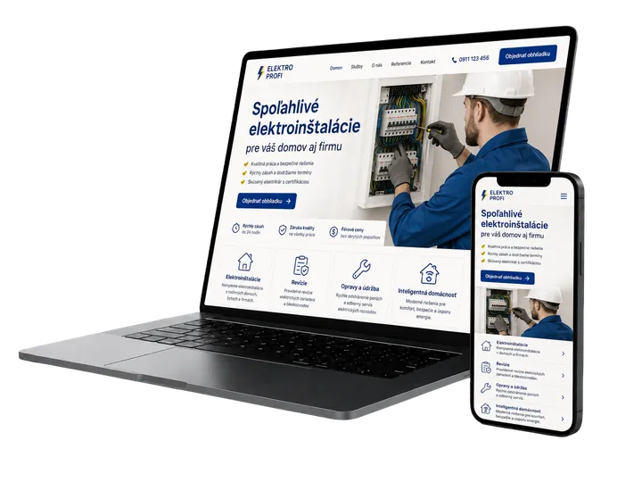 Website für einen Elektriker auf Notebook und Handy