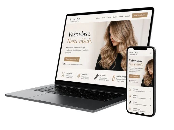 Website für einen Friseursalon auf Notebook und Handy