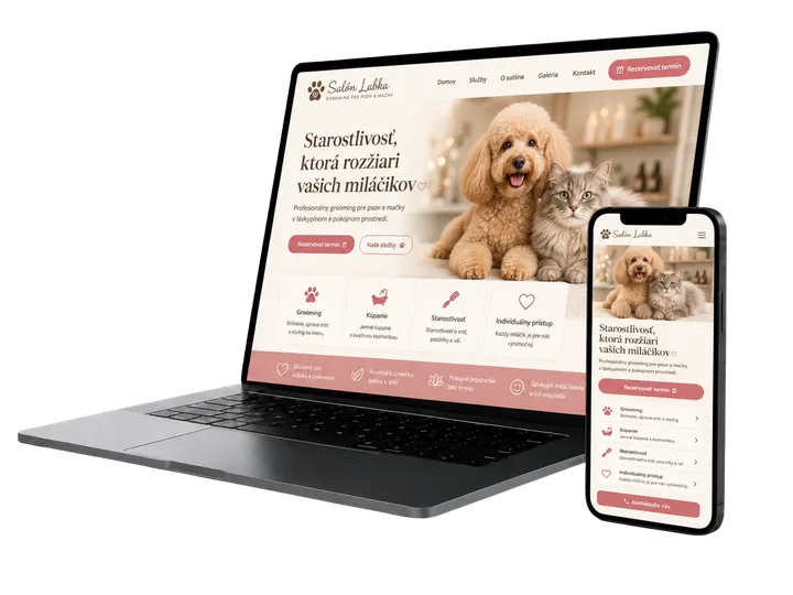 Website für einen Tiersalon auf Notebook und Handy