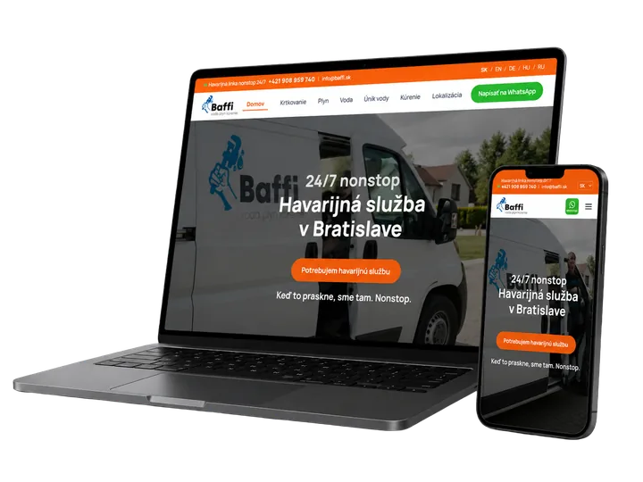 Website für einen Notdienst auf Notebook und Handy