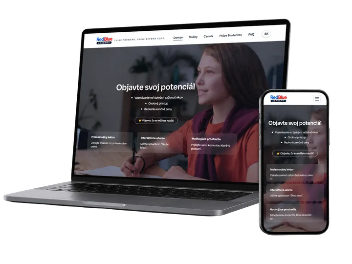Website für eine Bildungsakademie auf Notebook und Handy